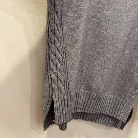 Womens Sweater Pants Set Medium Gray Turtleneck Cable Knit Ribbed Wide Leg Comfy - Picture 6 of 15